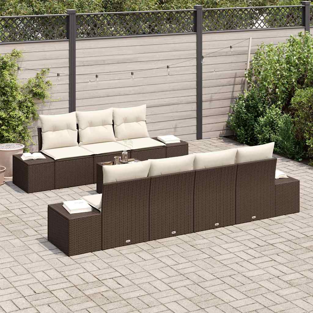 Garten-Sofa-Set 8 pcs Braun und Creme 55 x 55 x 37 cm
